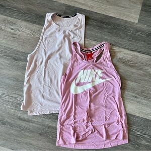 Nike Pink and White Tank Top Duo